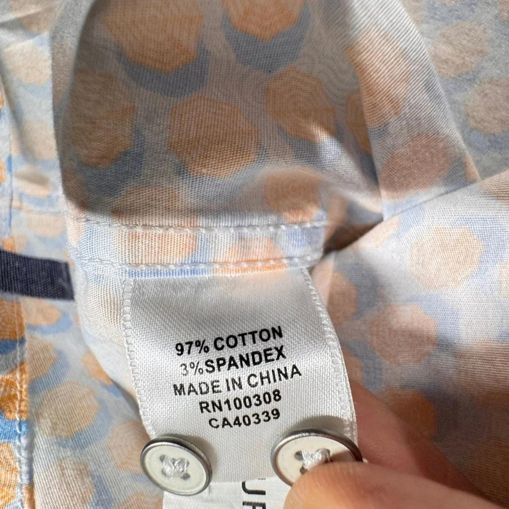 PETER MILLAR Mens L Umbrella Throwing Shade Shirt Button Short Sleeve - Picture 3 of 5